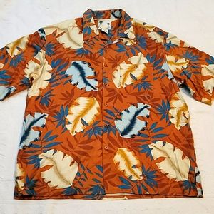 Banana Cabana top Hawaiian shirt button down 100% silk